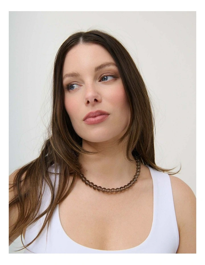 Talia Beaded Necklace - Brown image 3