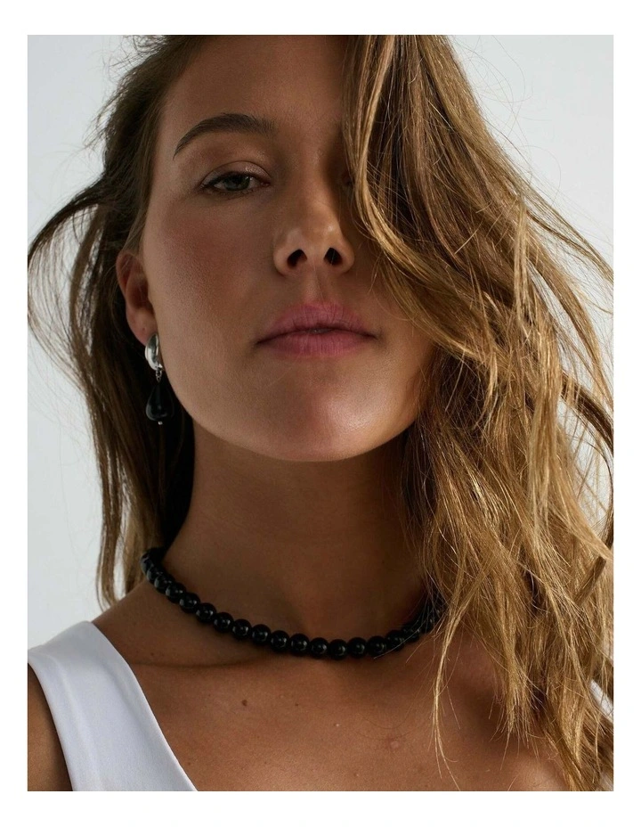 Talia Beaded Necklace - Black image 2