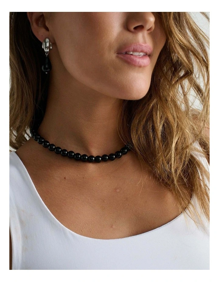 Talia Beaded Necklace - Black image 4