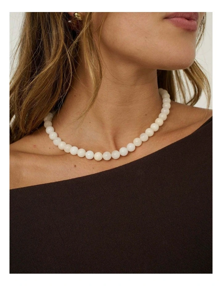 Talia Beaded Necklace - Cream image 2