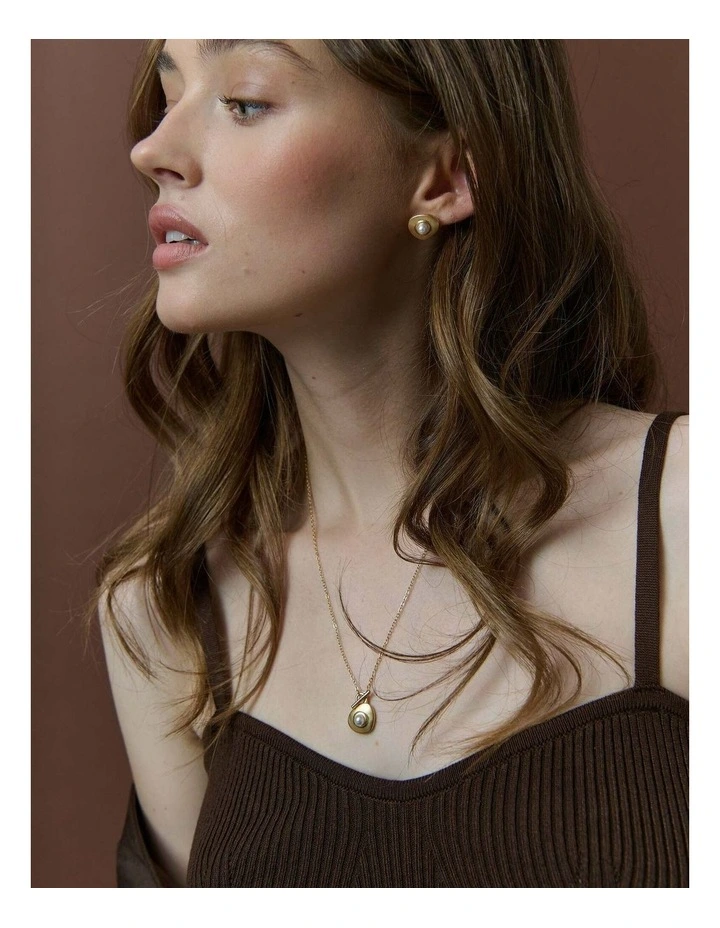 Victoria Matte Necklace - 18K Gold Plated image 4
