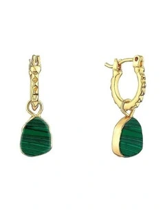 Airin Stone 18K Gold Plated Earrings in Green
