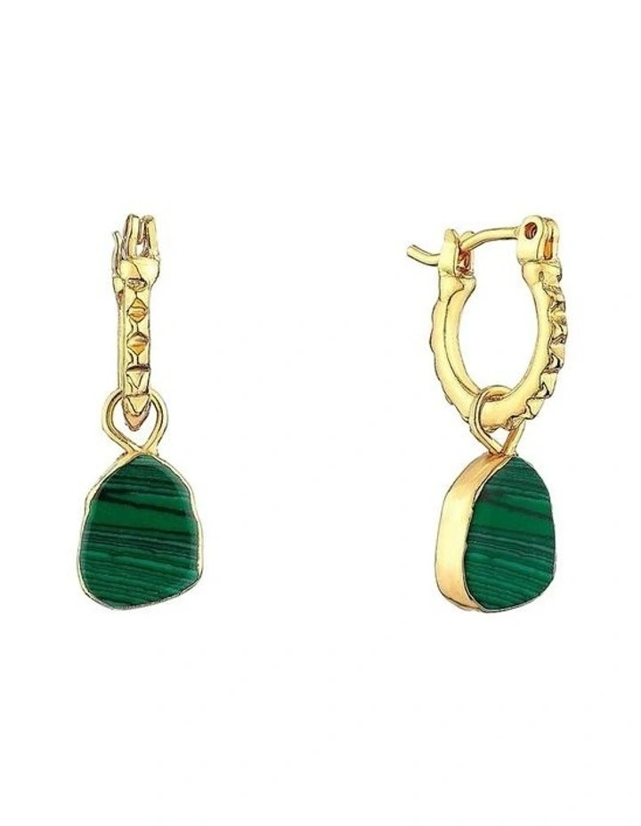 Airin Stone 18K Gold Plated Earrings in Green image 1