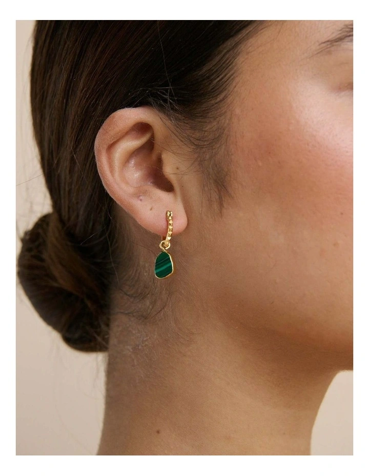 Airin Stone 18K Gold Plated Earrings in Green image 2