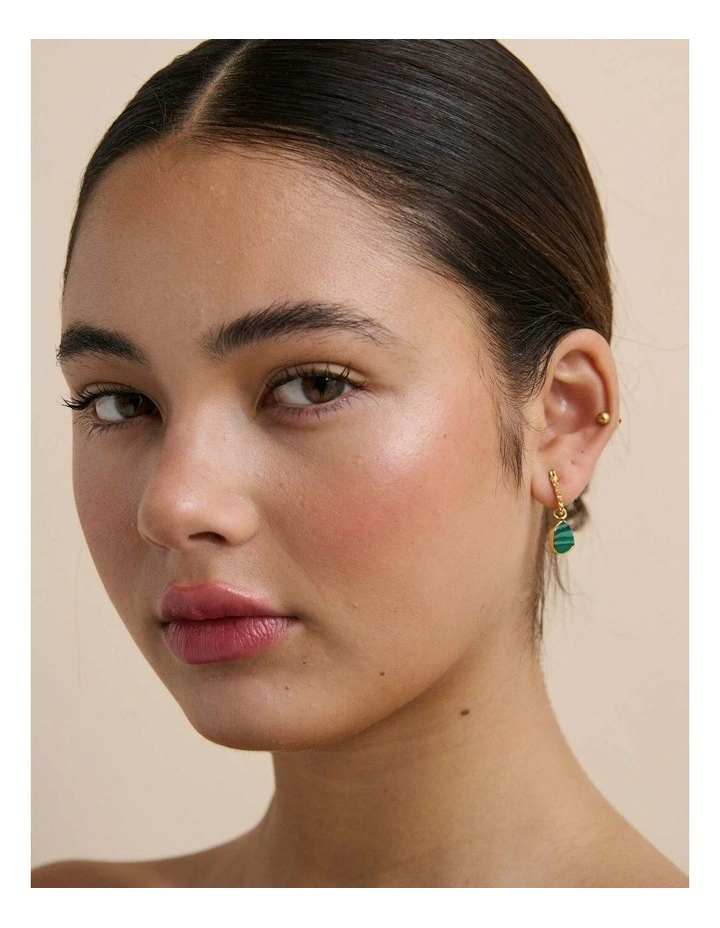 Airin Stone 18K Gold Plated Earrings in Green image 4