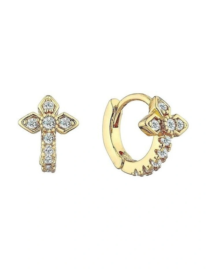 Petal Diamante 18K Gold Plated Huggies image 1