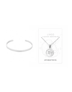 2pc Annabel Trends Stainless Steel Cuff Bangle & Pendant Necklace Zodiac Virgo
