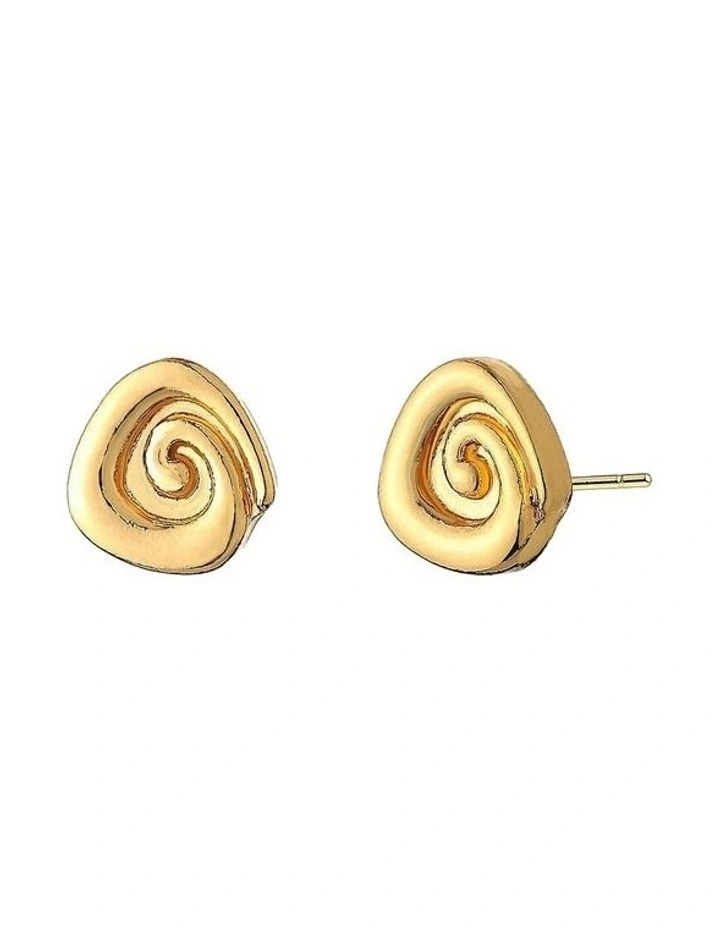 Swirl Stud 18K Gold Plated Earrings image 1