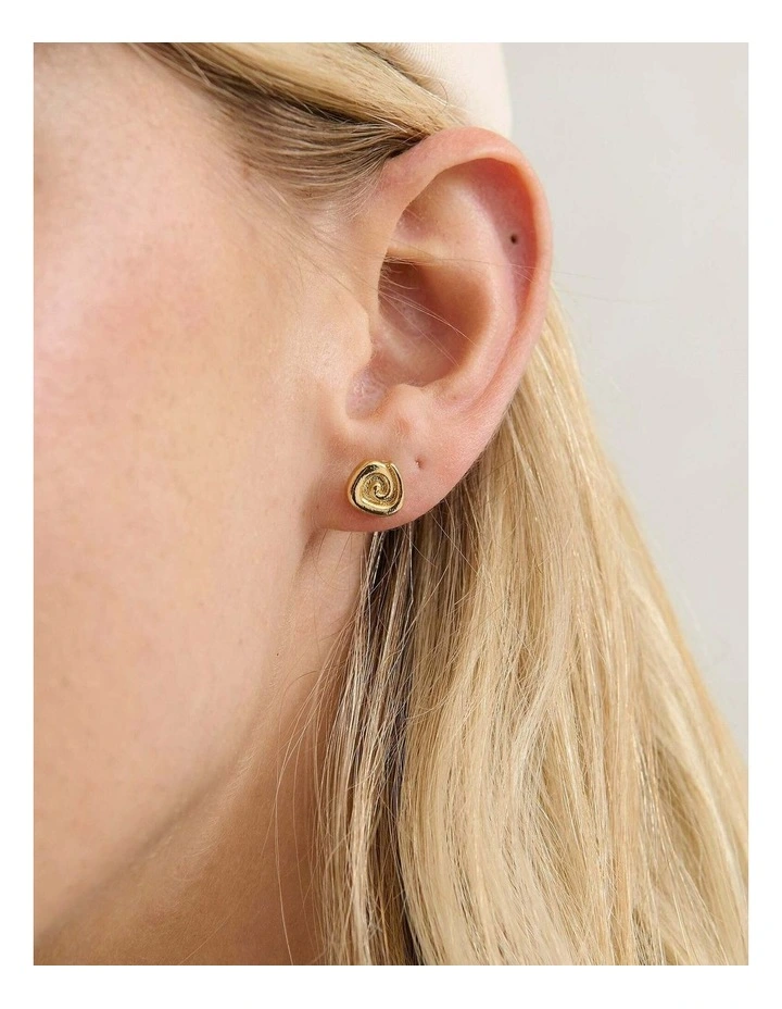 Swirl Stud 18K Gold Plated Earrings image 2
