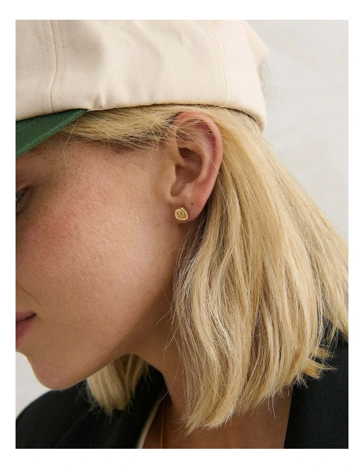 Swirl Stud 18K Gold Plated Earrings image 4