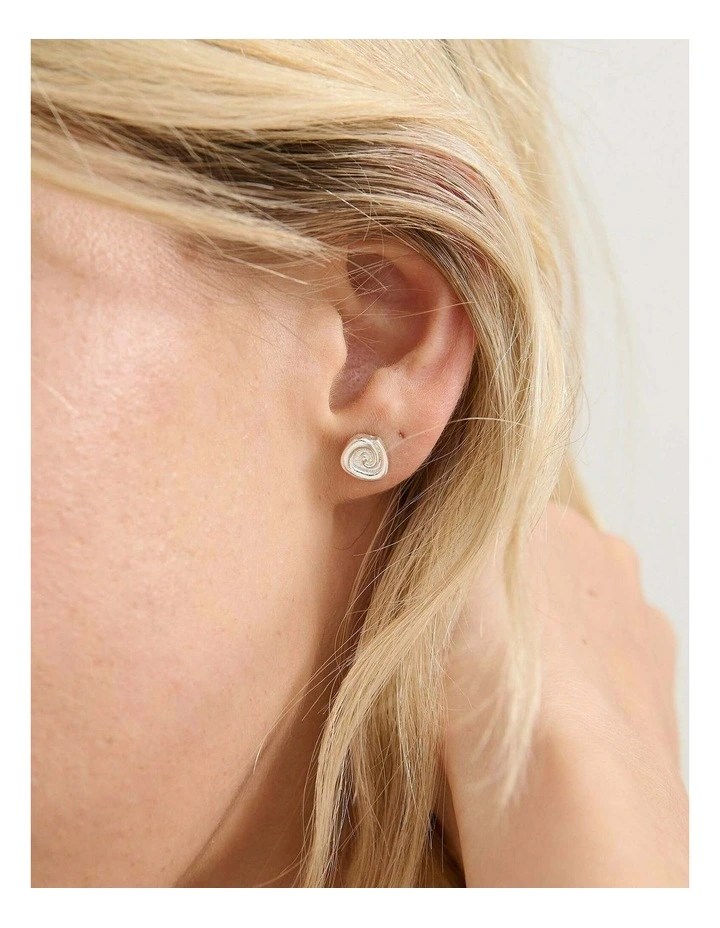Swirl Stud Sterling Silver Plated Earrings image 2