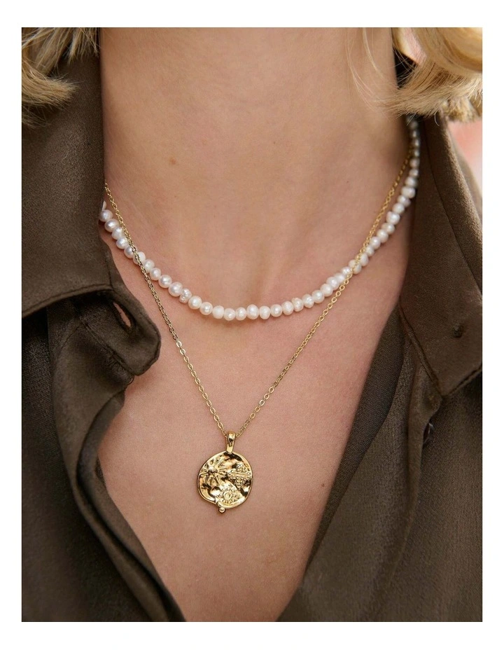 Ocean Coin Charm Necklace - 18K Gold Plated image 2