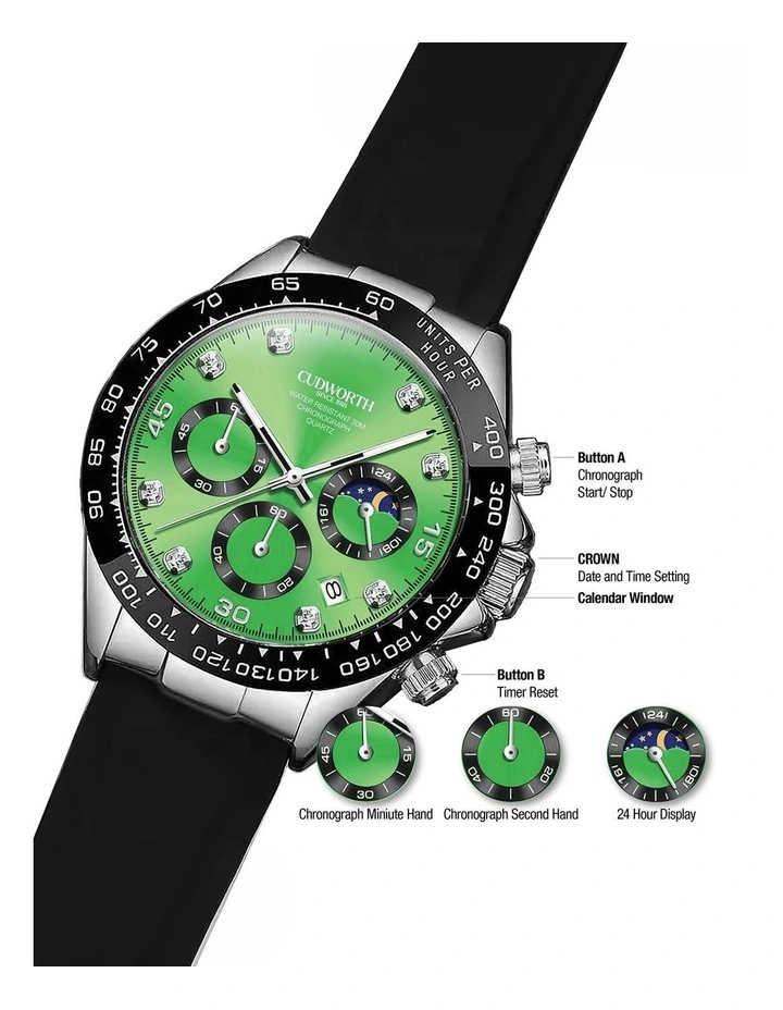 Cudworth Apex Chronograph Emerald & Silicone image 2