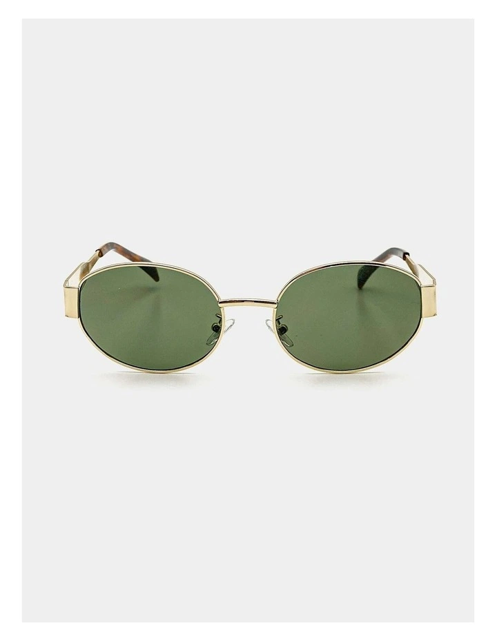 Round Metal Oval Sunglasses - Green image 1