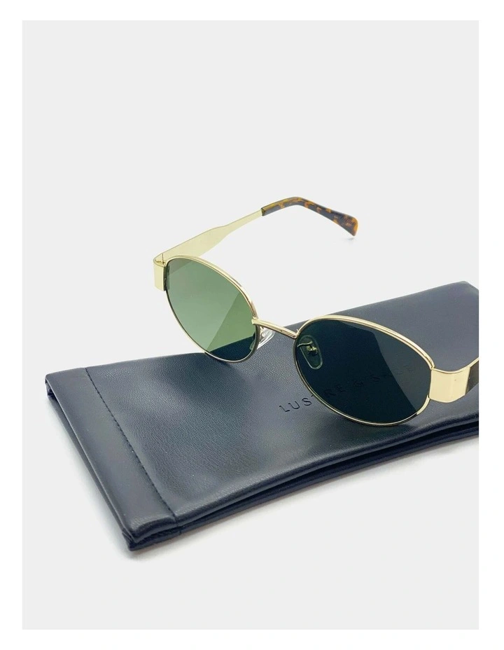 Round Metal Oval Sunglasses - Green image 7