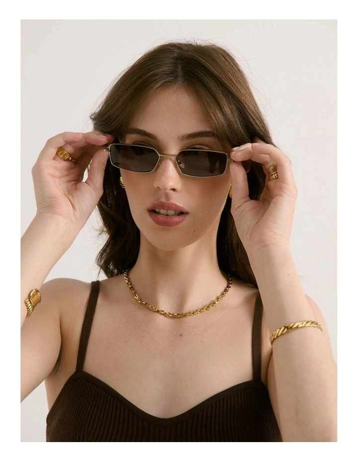 Gwenyth Polarised Metal Frame Sunglasses - Brown image 2