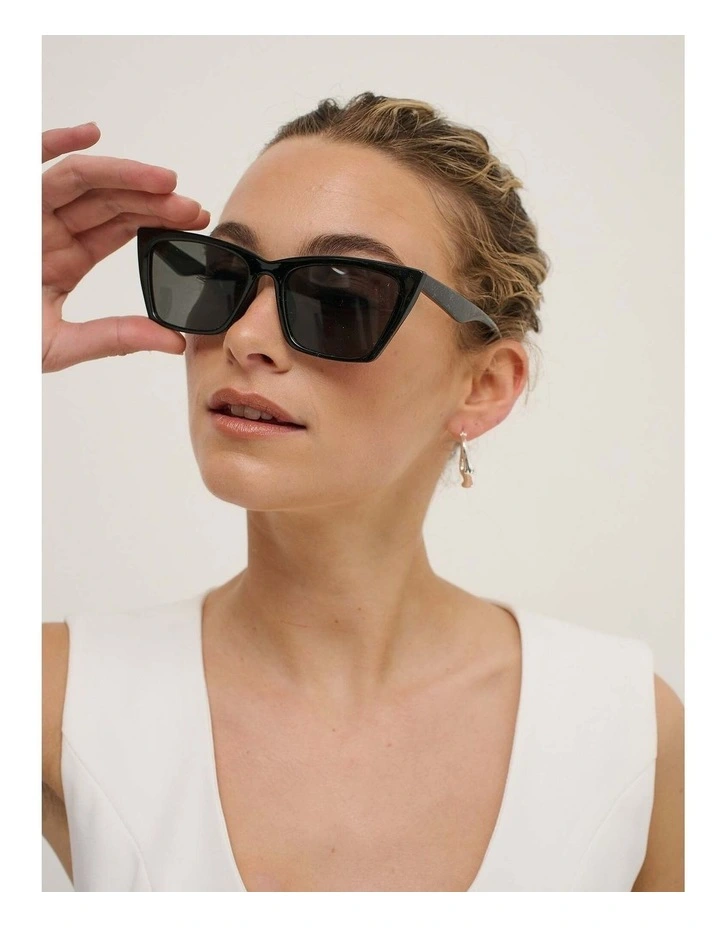 Kitty Rectangular Sunglasses - Black image 2