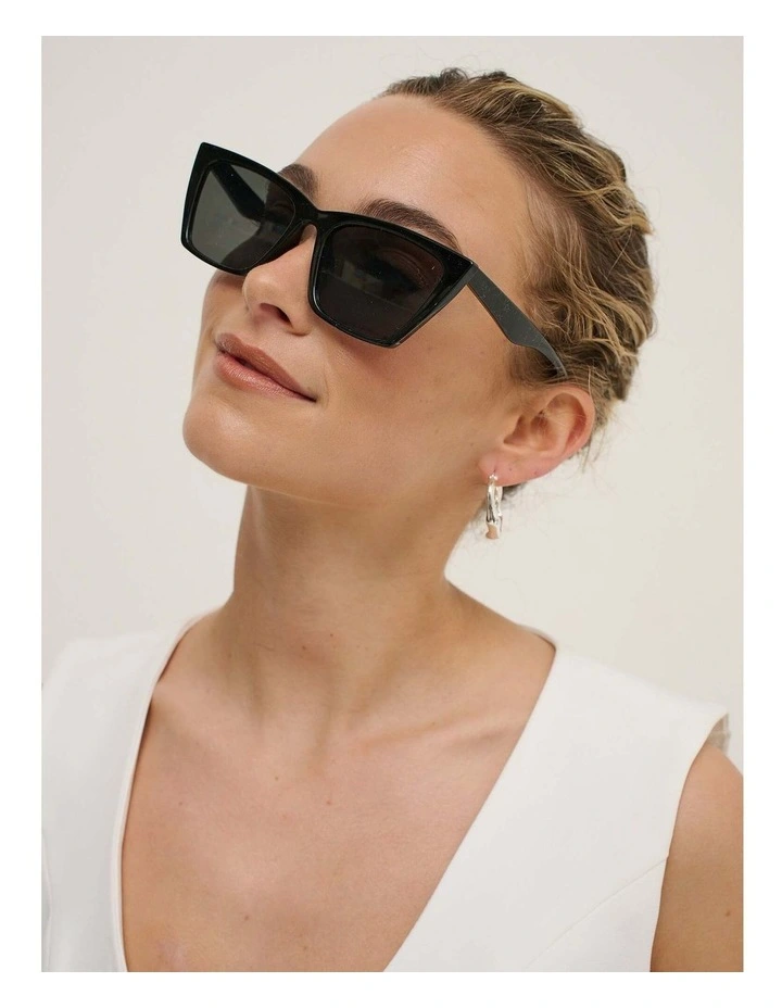 Kitty Rectangular Sunglasses - Black image 6