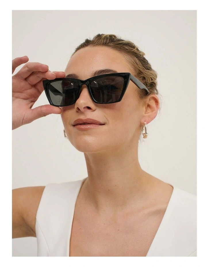 Kitty Rectangular Sunglasses - Black image 7