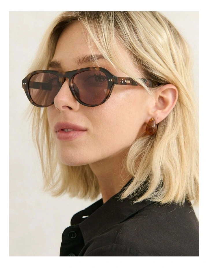 Blanc Round Frame Sunglasses - Dark Tort image 4