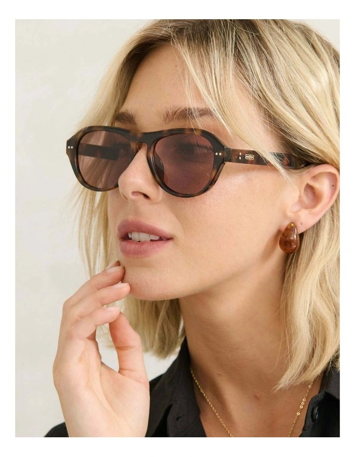 Blanc Round Frame Sunglasses - Dark Tort image 6