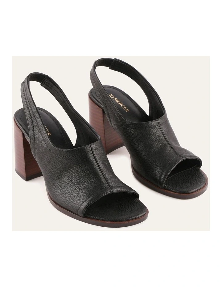 Valarie High Heel Sandals in Black Leather image 3