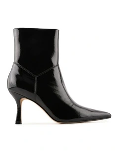 Amari High Ankle Boots in Black Crinkle Patent