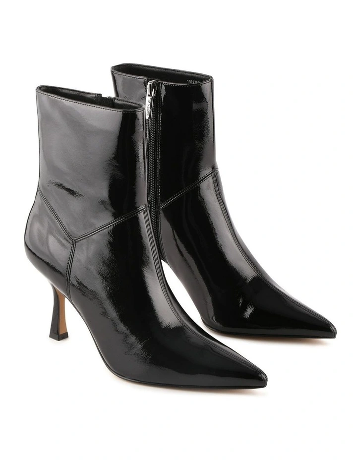 Amari High Ankle Boots in Black Crinkle Patent image 2
