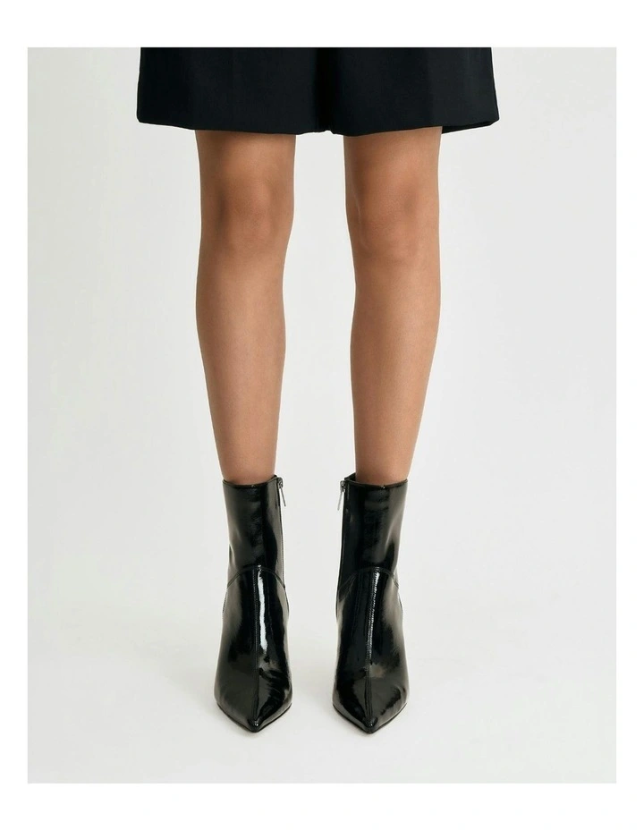 Amari High Ankle Boots in Black Crinkle Patent image 7