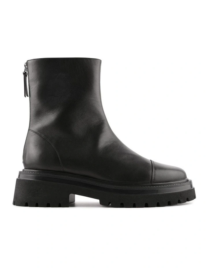 Tatum Flat Ankle Boots in Black Leather image 1