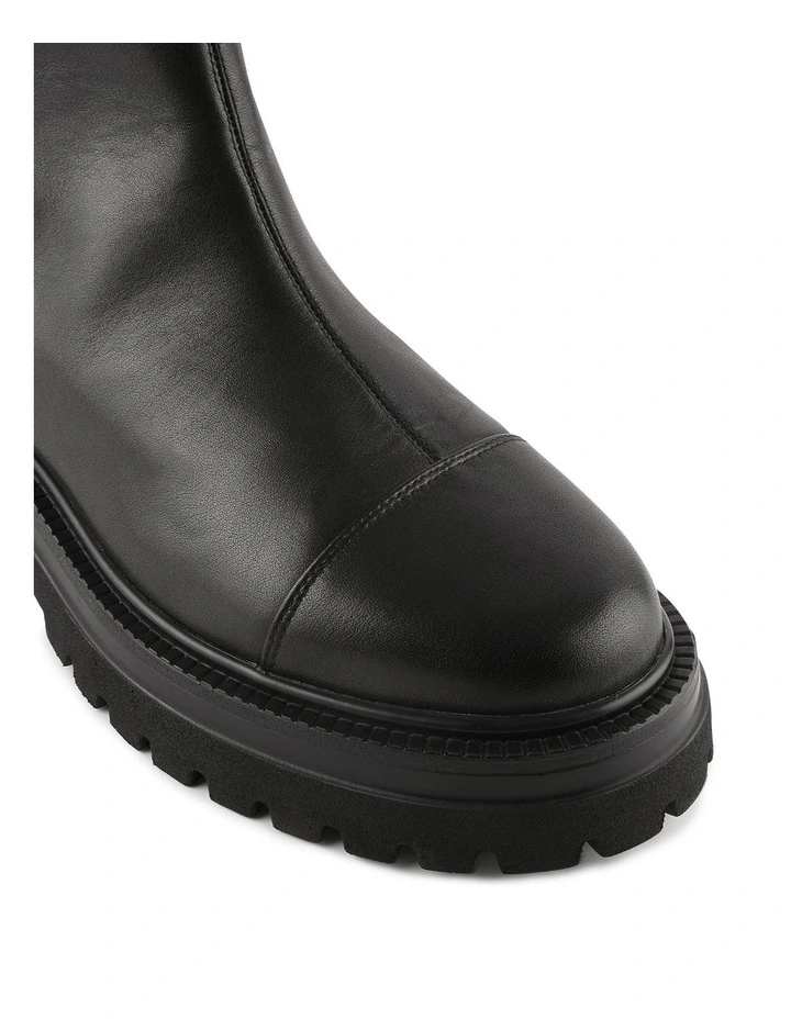 Tatum Flat Ankle Boots in Black Leather image 3