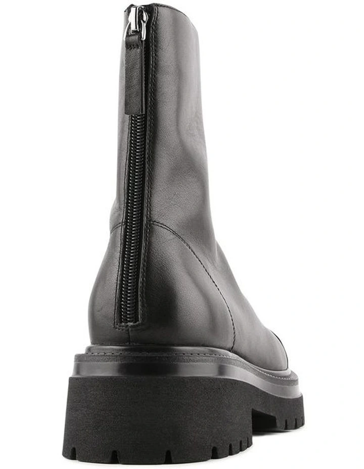 Tatum Flat Ankle Boots in Black Leather image 4