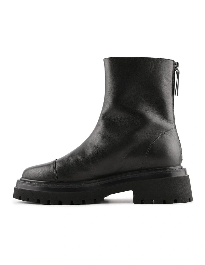 Tatum Flat Ankle Boots in Black Leather image 5
