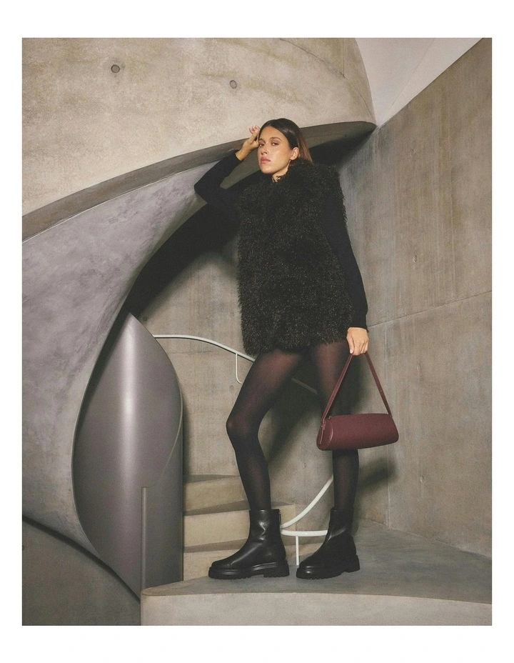 Tatum Flat Ankle Boots in Black Leather image 6