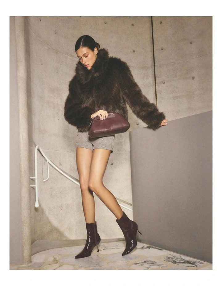 Amari High Ankle Boots in Merlot Crinkle Patent image 2