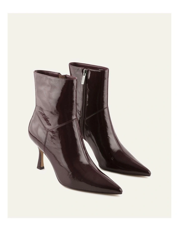 Amari High Ankle Boots in Merlot Crinkle Patent image 4