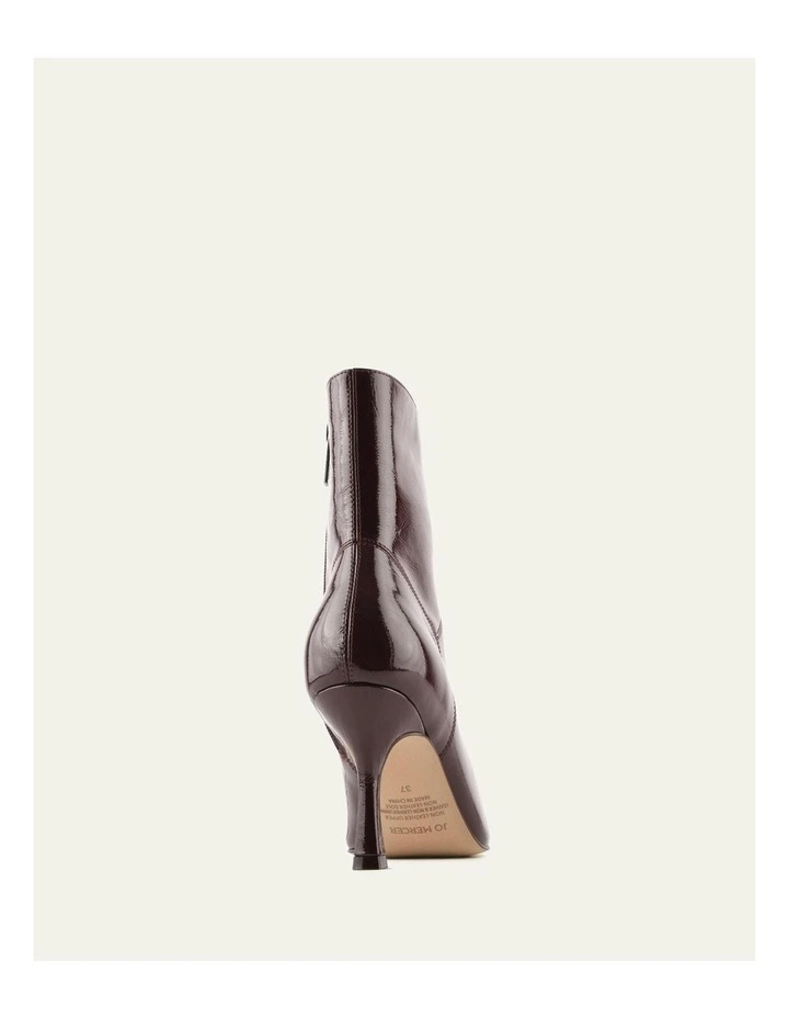 Amari High Ankle Boots in Merlot Crinkle Patent image 6