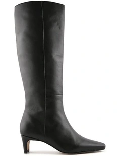 Sophie Knee Boots in Black Leather