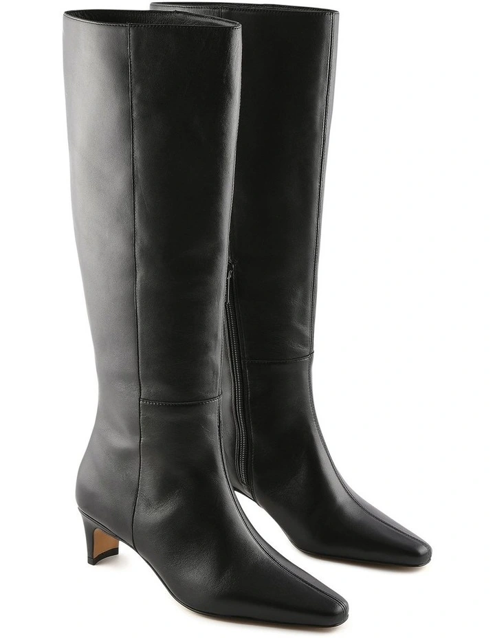 Sophie Knee Boots in Black Leather image 2