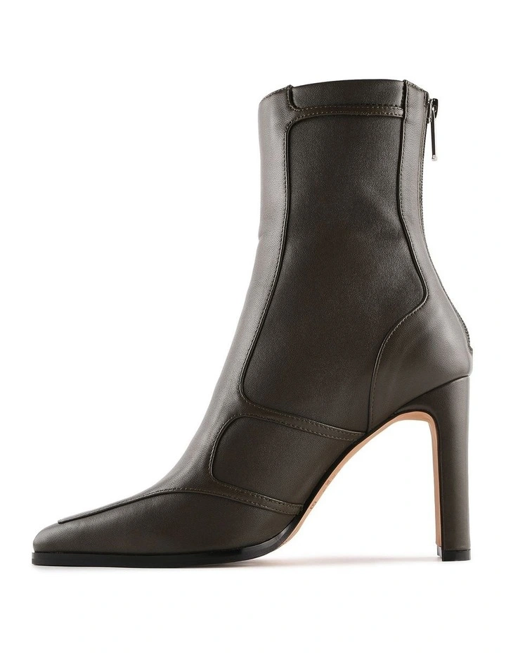 Jaimee High Ankle Boots in Dark Olive Leather image 5