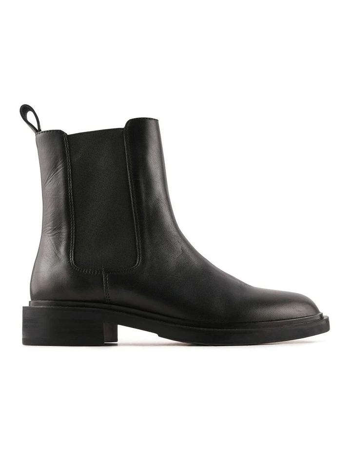 Harper Flat Ankle Boots in Black Leather image 1