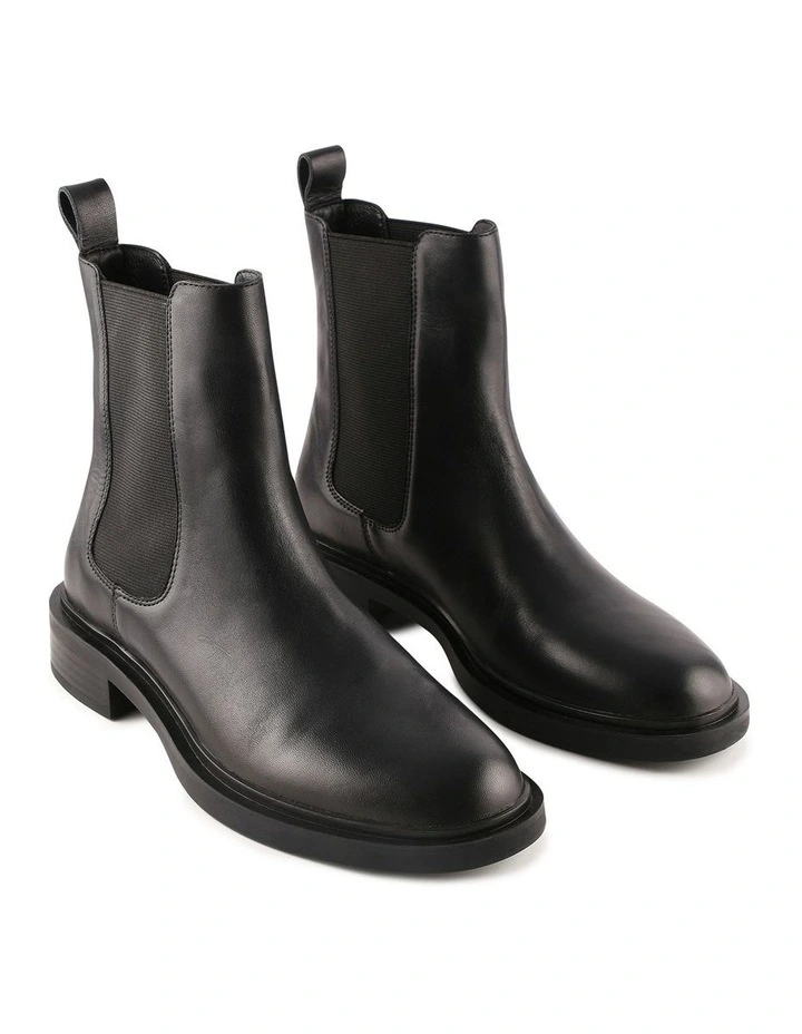 Harper Flat Ankle Boots in Black Leather image 2