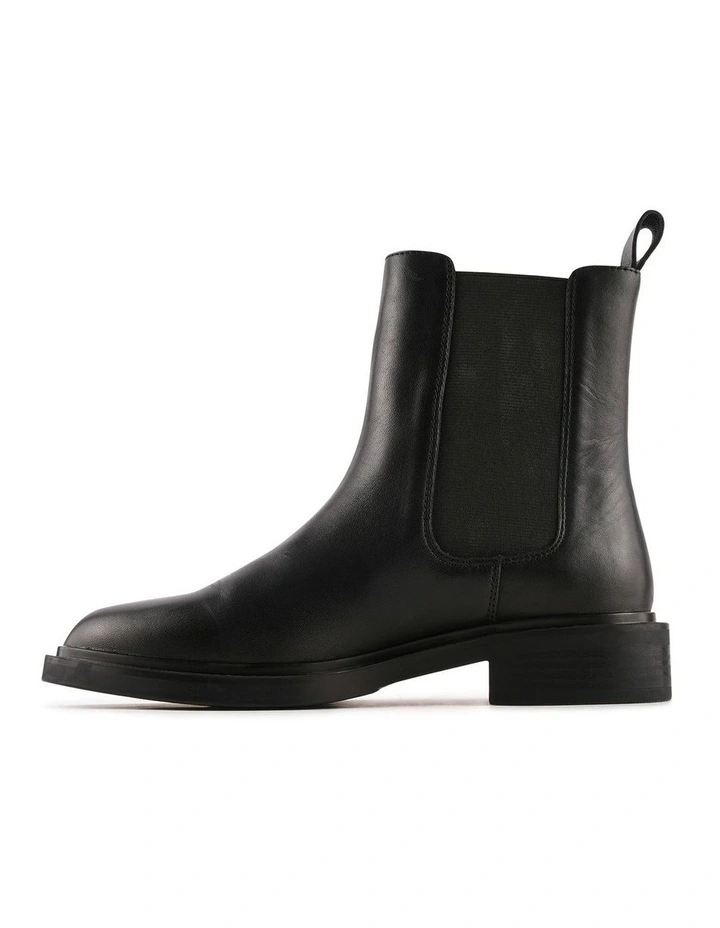 Harper Flat Ankle Boots in Black Leather image 5