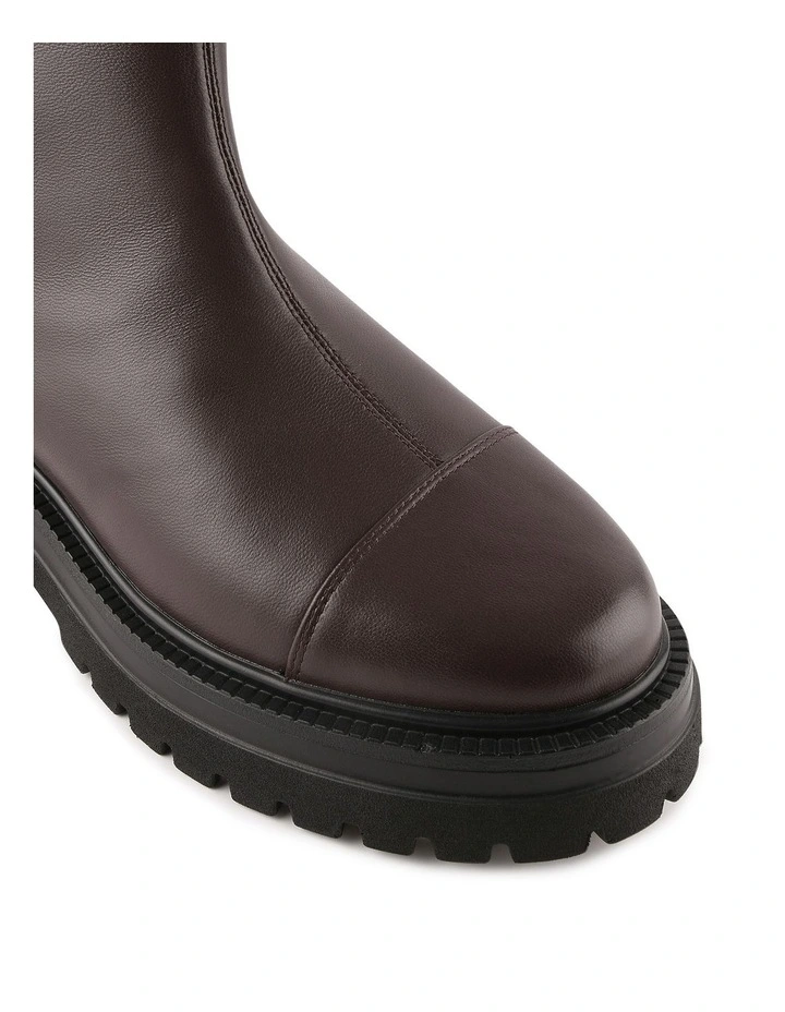 Tatum Flat Ankle Boots in Bitter Choc Leather image 3