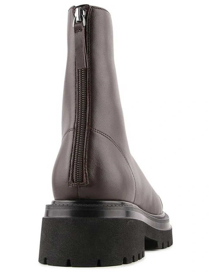 Tatum Flat Ankle Boots in Bitter Choc Leather image 4