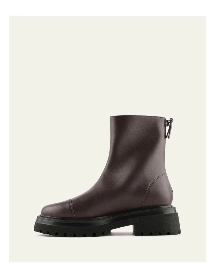Tatum Flat Ankle Boots in Bitter Choc Leather image 6