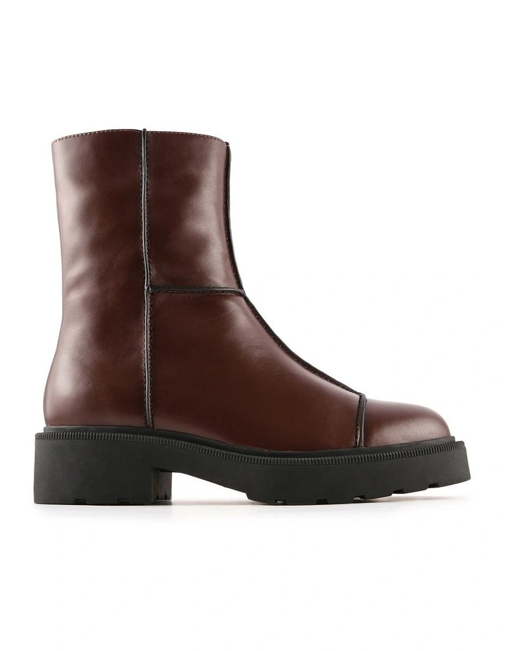 Parker Flat Ankle Boots in Chestnut Leather image 1