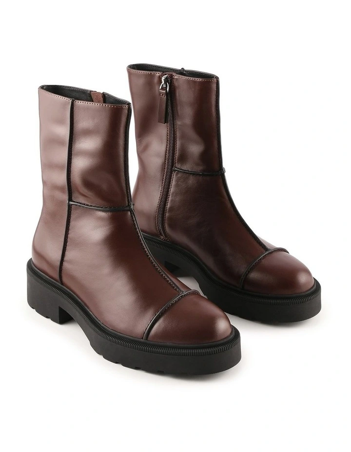 Parker Flat Ankle Boots in Chestnut Leather image 2