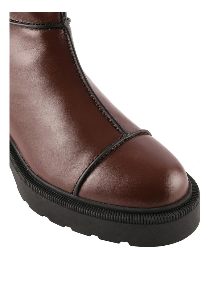 Parker Flat Ankle Boots in Chestnut Leather image 3