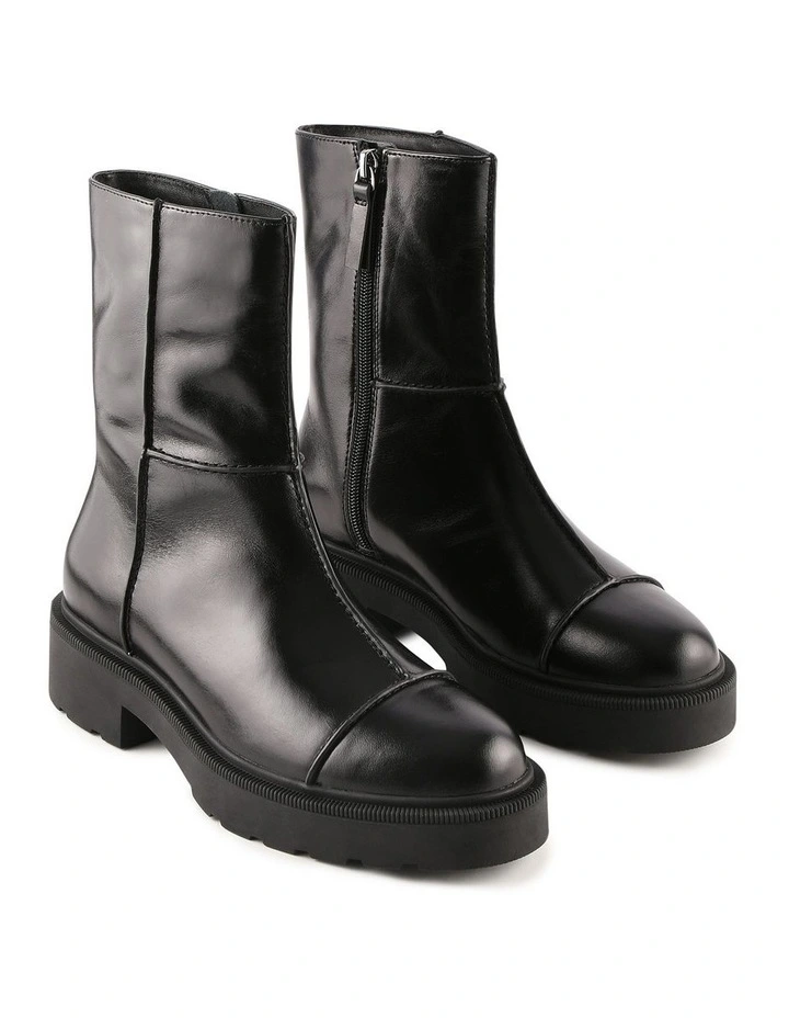 Parker Flat Ankle Boots in Black Leather image 2